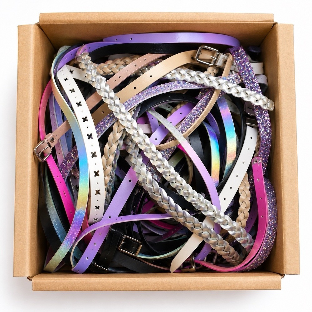 5 Pc Women's Fashion‎ Belt Bundle Assorted Braided Glitter Skinny Belts Lot NWT
